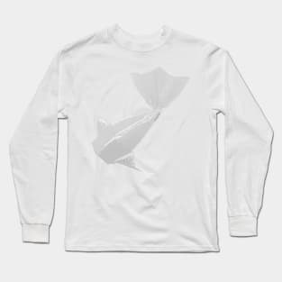 Weißes Origami Fisch Muster Long Sleeve T-Shirt